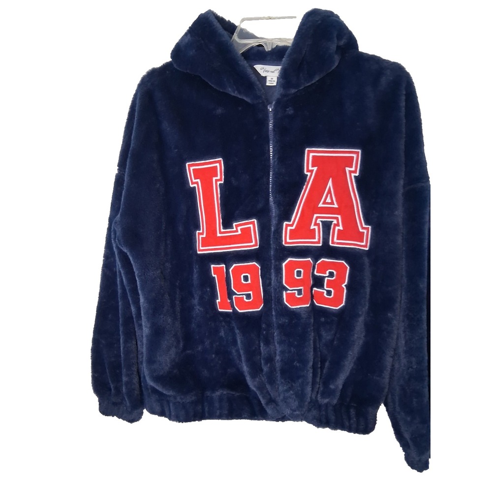 Vine & Valley Super Plush Zip Up Hoodie Jacket Size Medium Indie Sleaze Grunge‎